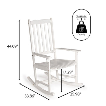 Seagrove Farmhouse Classic Slat-Back 350-LBS Support Acacia Wood Outdoor Rocking Chair - JONATHAN Y